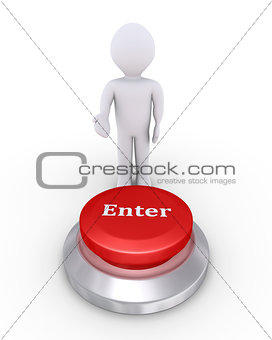 Person offers enter button
