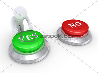 Person pressing the yes button