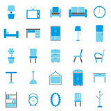 Furniture color icons on white background