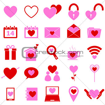 Love color icons on white background