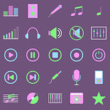 Music color icons on violet background