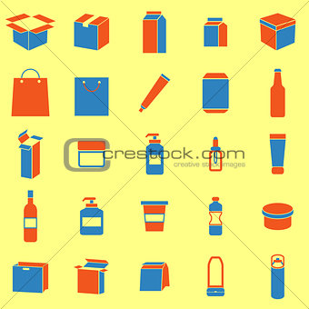 Packaging color icons on yellow background
