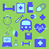 Set of health icons on green background