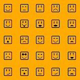 Square face icons on orange background