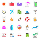 Summer color icons on white background