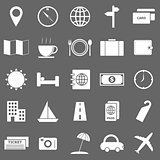 Travel icons on gray background
