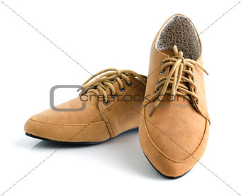 Casual brown leather unisex shoes