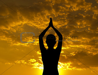 Silhouette yoga pose