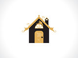 abstract golden floral home icon