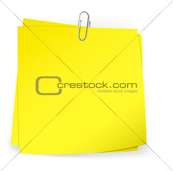 Colorful sticky notes attached with metallic paper clip