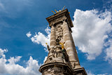 Alexandre III Bridge Pillar Close Up against Clouds, Paris, Fran