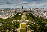 Aerial View on Champ de Mars from the Eiffel Tower, Paris, Franc