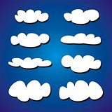 White clouds on blue sky background vector set