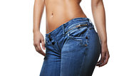 close-up shot of female wearing jeans