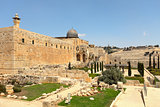 Al-Aqsa dome and old ruins in Jerusalem, Israel.