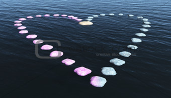 Heart of stones on the water