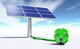 Solar panel with a green plug