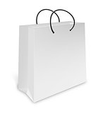 one classic white shopping bag, on a white background