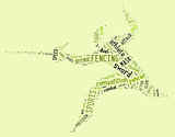fencing pictogram with related wordings on green background