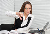 young business woman showing dislike sign