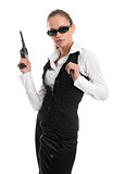 business woman with gun