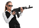 businesswoman with a gun
