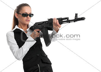 businesswoman with a gun