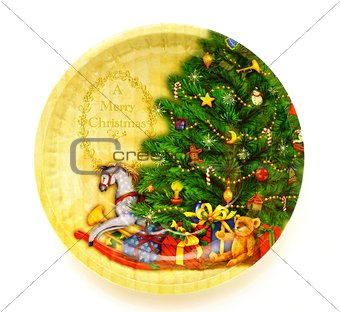 Festive plate of "Merry Christmas"