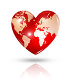Love earth, heart icon