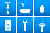 bath objects on blue background