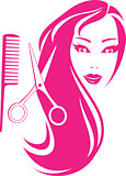 beautiful girl with scissors and comb