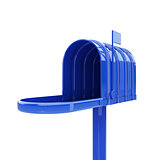 Opened blue mailbox
