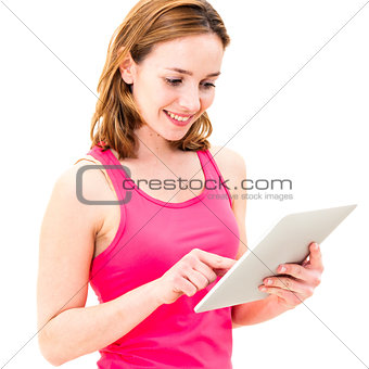 young woman using tablet PC