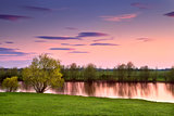 sunset over river, Gelderland