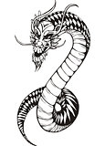 black and white oriental dragon