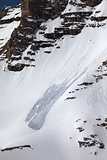 Snow slope with trace of avalanche