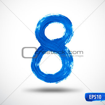 Watercolor Eight Number. Grunge Background