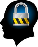 Man with padlock in head