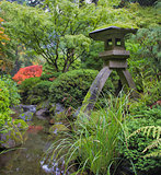 Japanese Stone Lantern by Water Stream