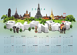 Calendar 2014 on travel background