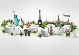 3D Illustration of Calendar on travel background