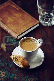 Cup of espresso with cantuccini