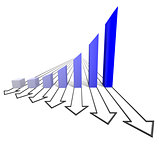 Arrowed business chart blue