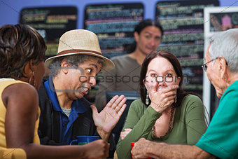 Embarrassed Woman in Group