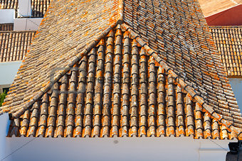 The roof with tiles in a sunny day