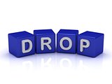 DROP word on blue cubes 