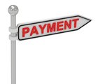 PAYMENT arrow sign with letters 