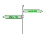 Signs with green "SOUCH" and "NORTH"