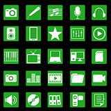 Media icons on green button