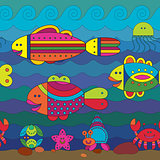 Seamless pattern with stylize fishes